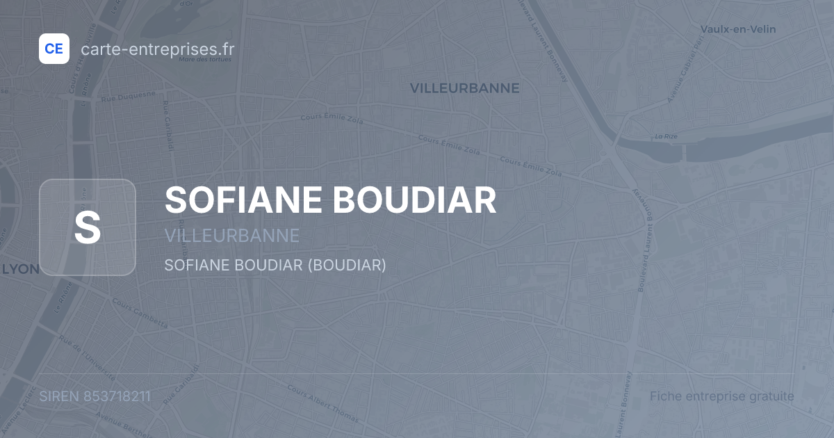 SOFIANE BOUDIAR — 853718211 — fiche entreprise