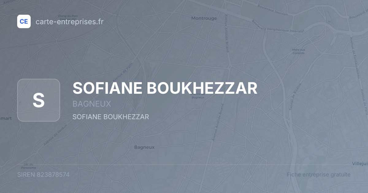 SOFIANE BOUKHEZZAR — 823878574 — fiche entreprise