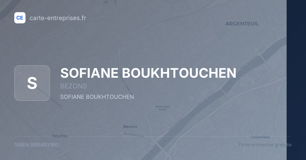 SOFIANE BOUKHTOUCHEN — 889483160 — fiche entreprise