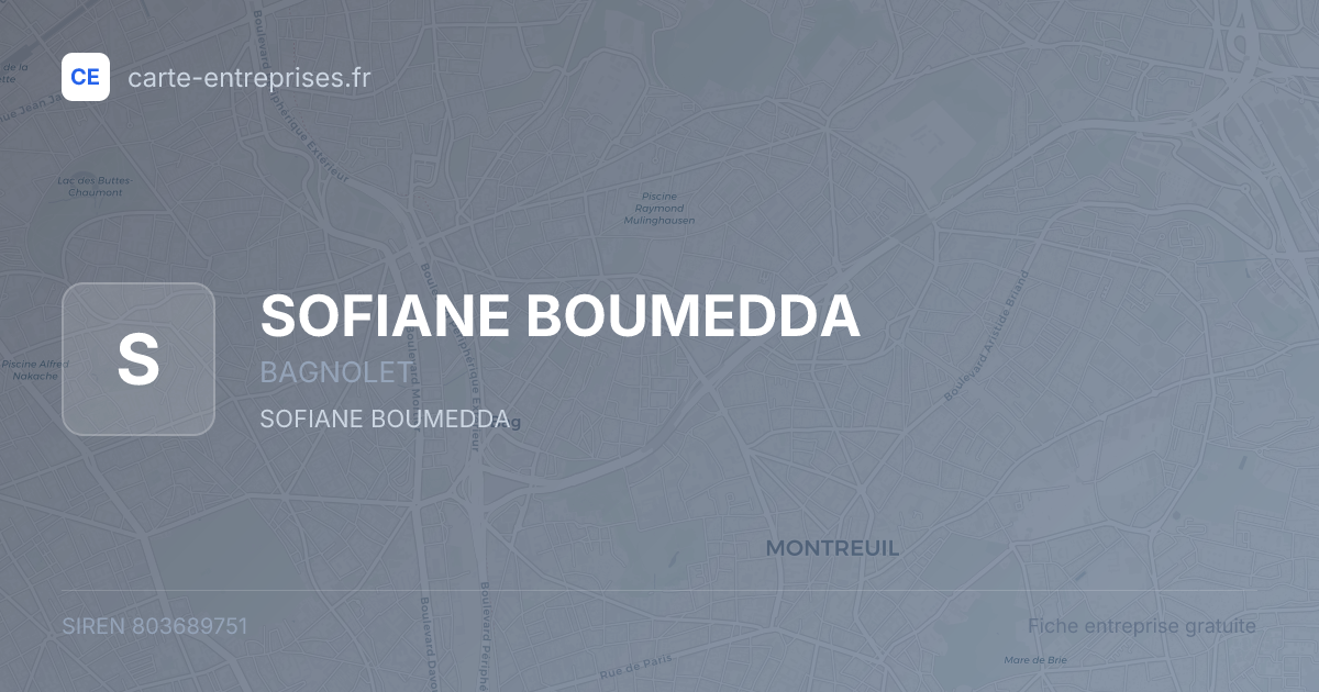 SOFIANE BOUMEDDA — 803689751 — fiche entreprise