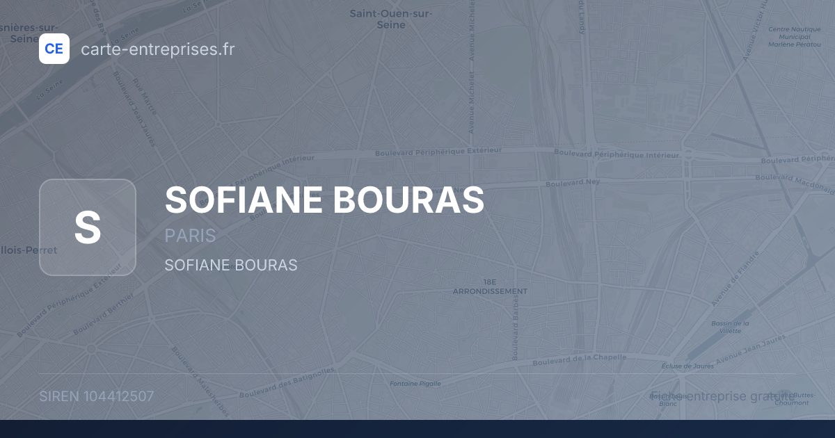 SOFIANE BOURAS — 104412507 — fiche entreprise