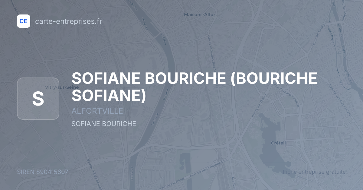 SOFIANE BOURICHE (BOURICHE SOFIANE) — 890415607 — fiche entreprise