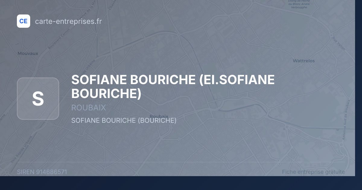 SOFIANE BOURICHE (EI.SOFIANE BOURICHE) — 914686571 — fiche entreprise