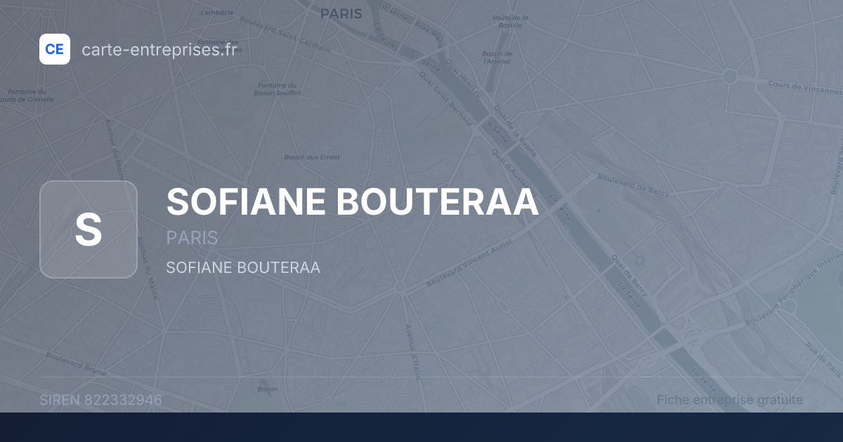 SOFIANE BOUTERAA — 822332946 — fiche entreprise