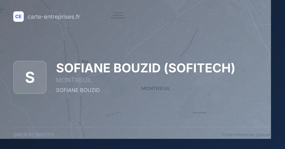 SOFIANE BOUZID (SOFITECH) — 923882013 — fiche entreprise