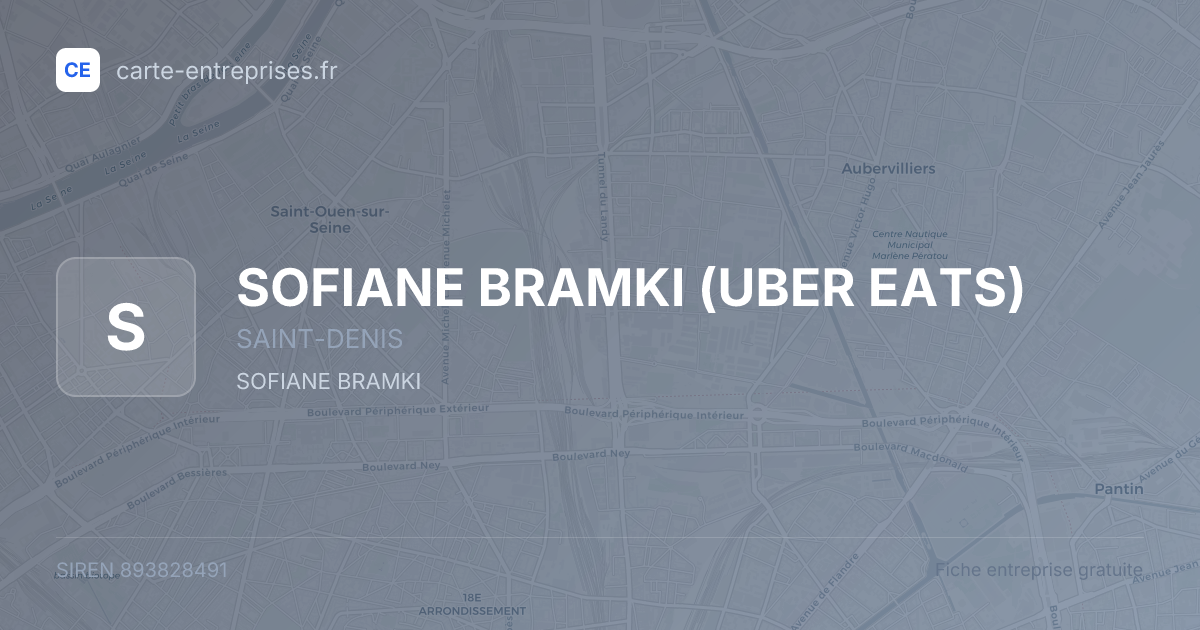 SOFIANE BRAMKI (UBER EATS) — 893828491 — fiche entreprise