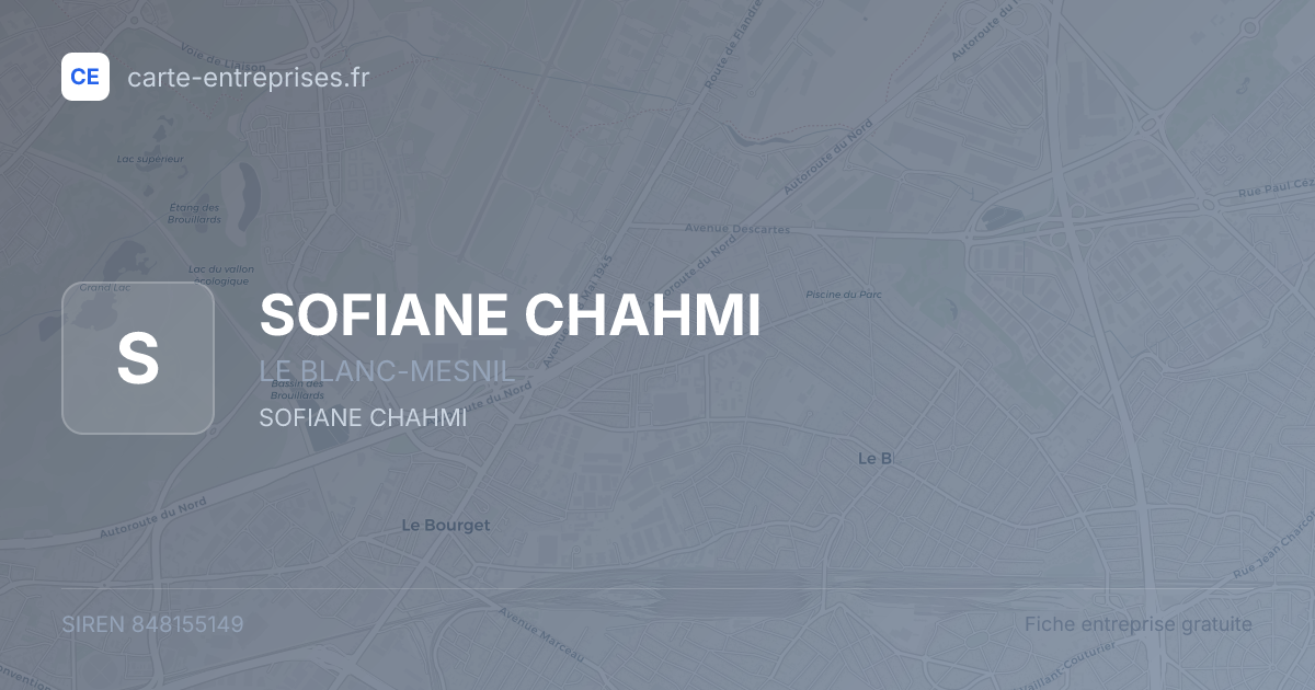 SOFIANE CHAHMI — 848155149 — fiche entreprise
