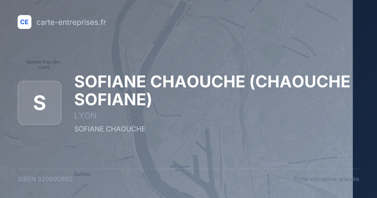 SOFIANE CHAOUCHE (CHAOUCHE SOFIANE) — 920990892 — fiche entreprise