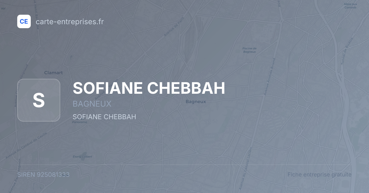 SOFIANE CHEBBAH — 925081333 — fiche entreprise
