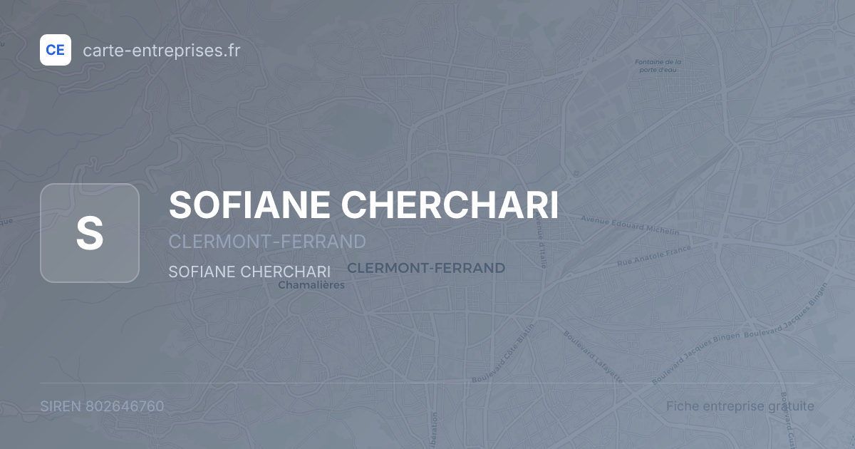SOFIANE CHERCHARI — 802646760 — fiche entreprise