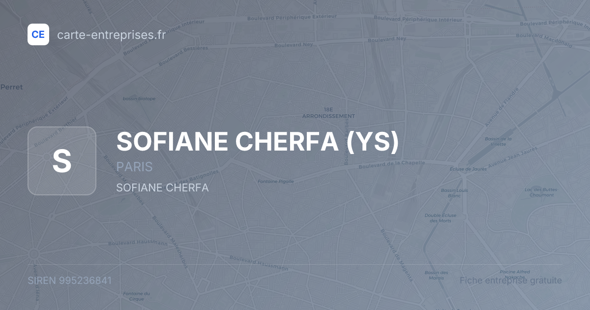 SOFIANE CHERFA (YS) — 995236841 — fiche entreprise