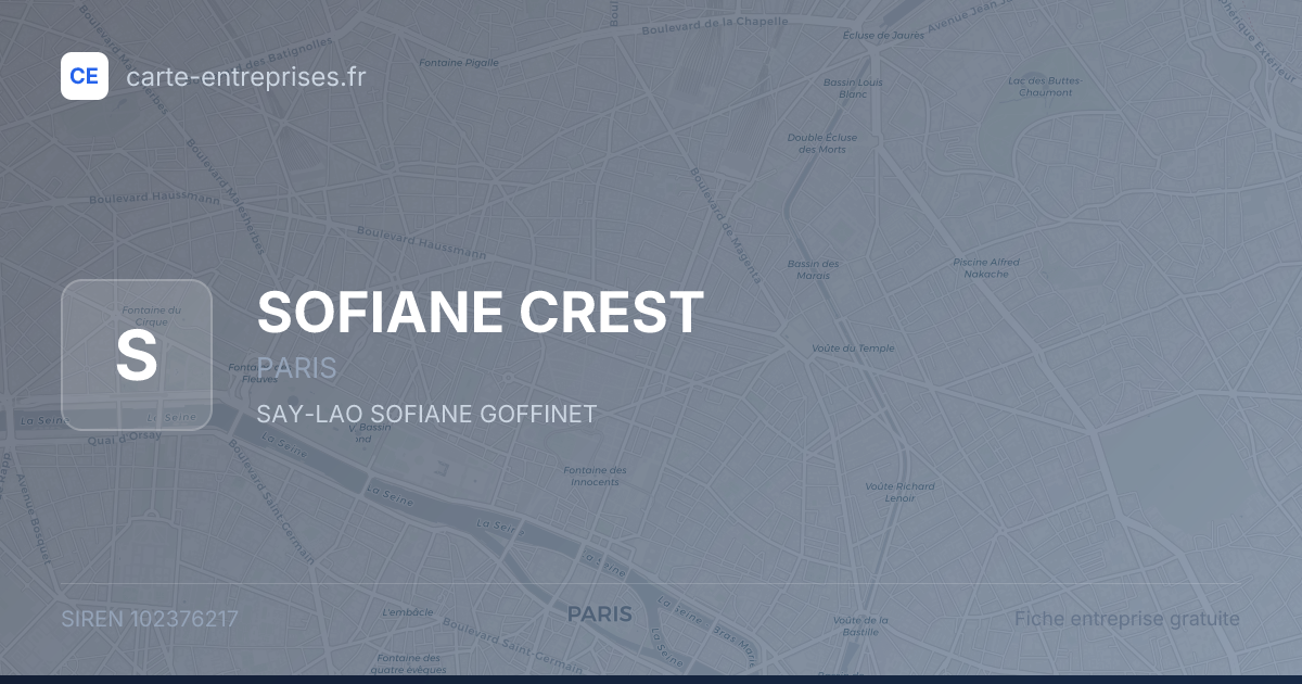 SOFIANE CREST — 102376217 — fiche entreprise