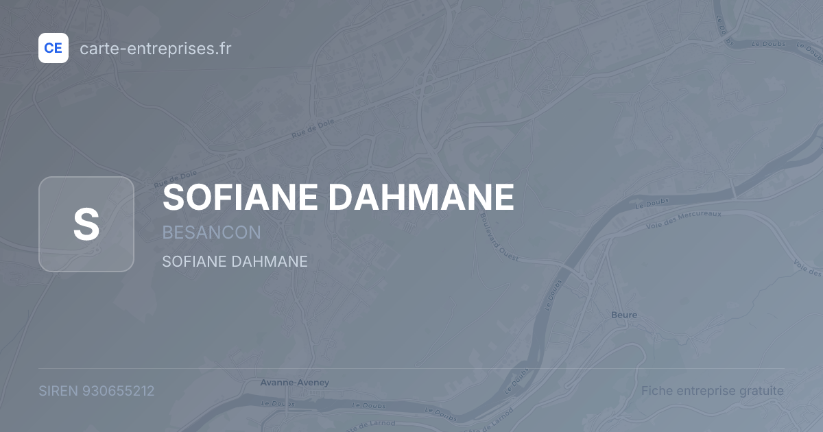 SOFIANE DAHMANE — 930655212 — fiche entreprise