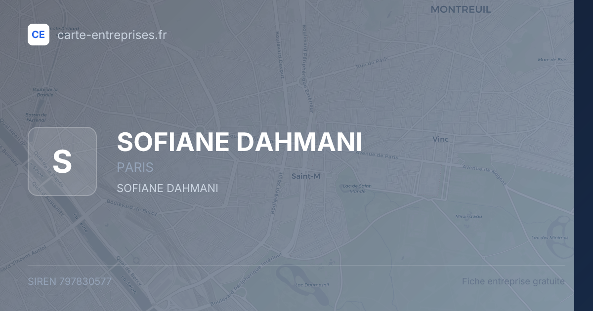 SOFIANE DAHMANI — 797830577 — fiche entreprise