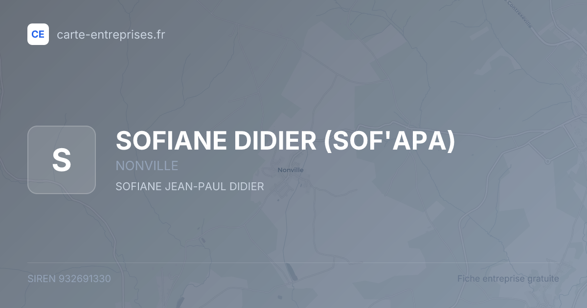 SOFIANE DIDIER (SOF'APA) — 932691330 — fiche entreprise