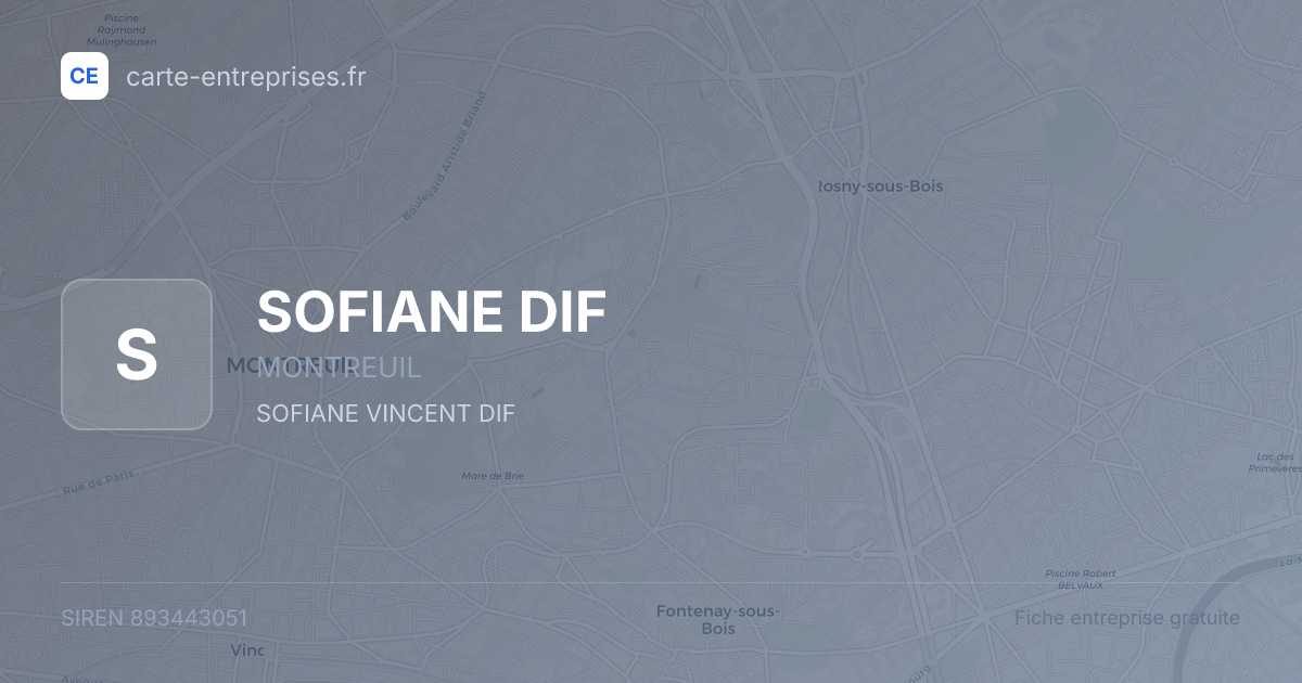 SOFIANE DIF — 893443051 — fiche entreprise
