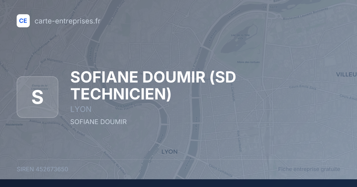 SOFIANE DOUMIR (SD TECHNICIEN) — 452673650 — fiche entreprise