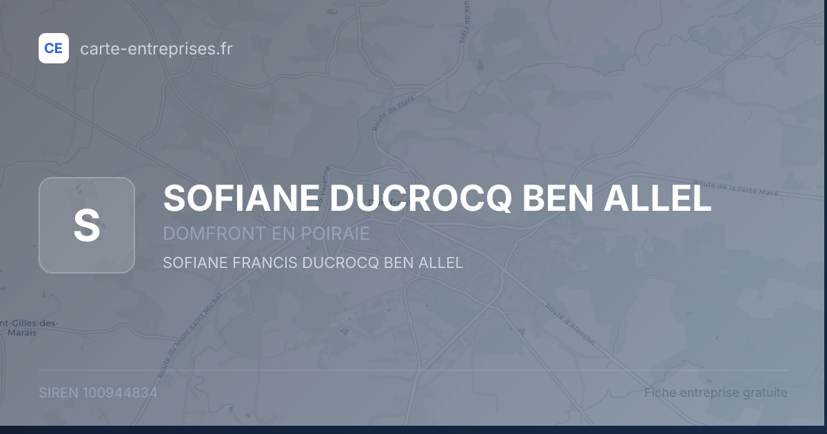 SOFIANE DUCROCQ BEN ALLEL — 100944834 — fiche entreprise