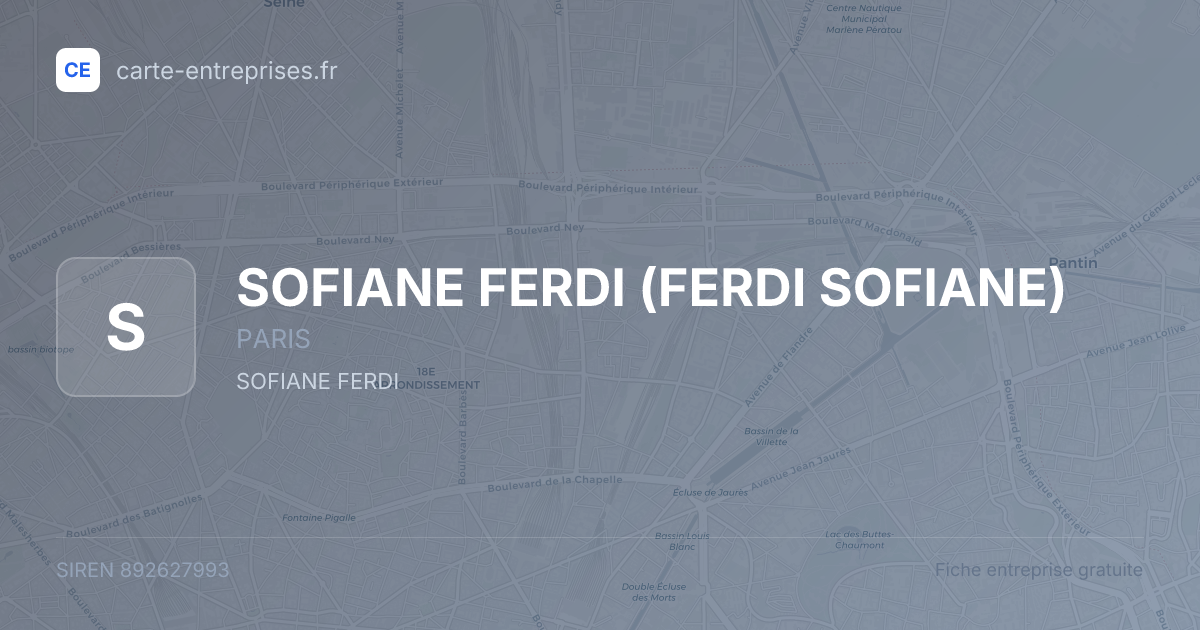 SOFIANE FERDI (FERDI SOFIANE) — 892627993 — fiche entreprise