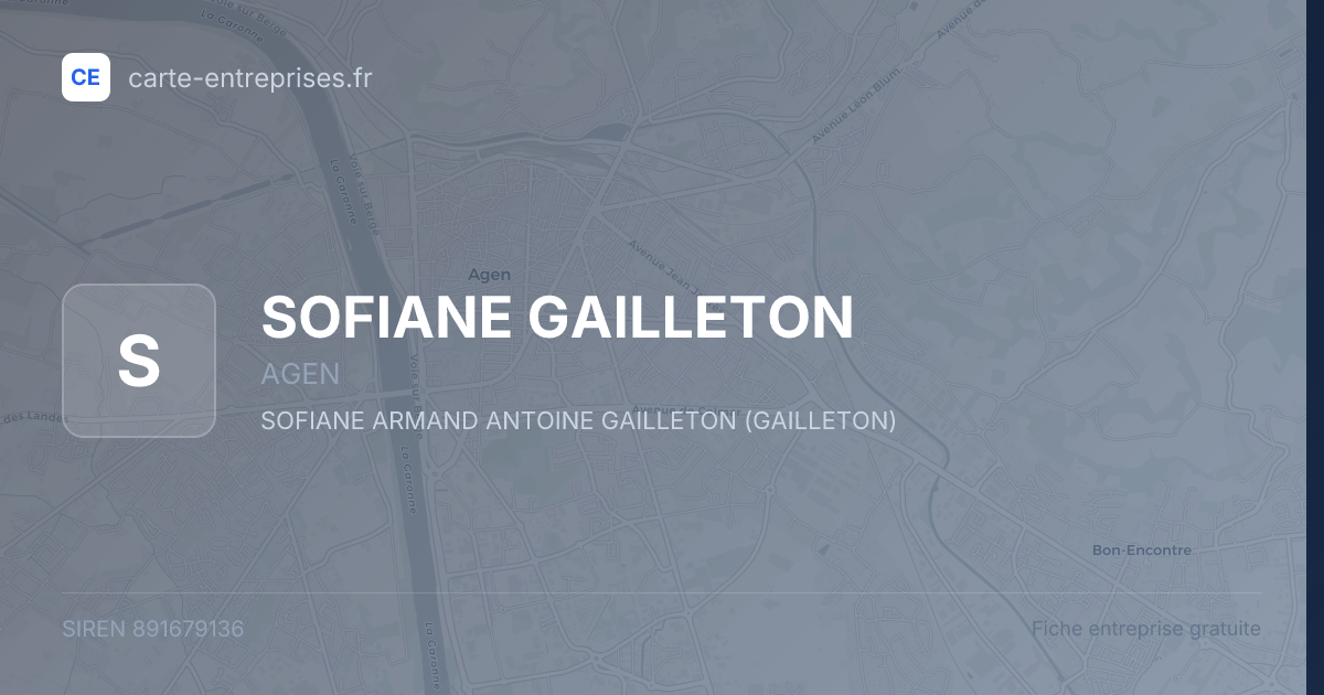 SOFIANE GAILLETON — 891679136 — fiche entreprise