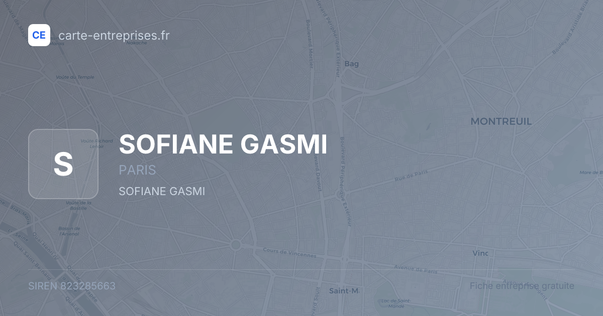 SOFIANE GASMI — 823285663 — fiche entreprise