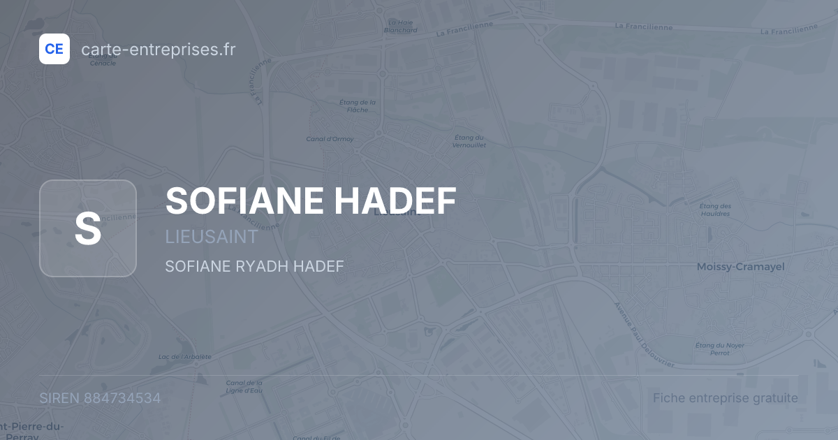 SOFIANE HADEF — 884734534 — fiche entreprise