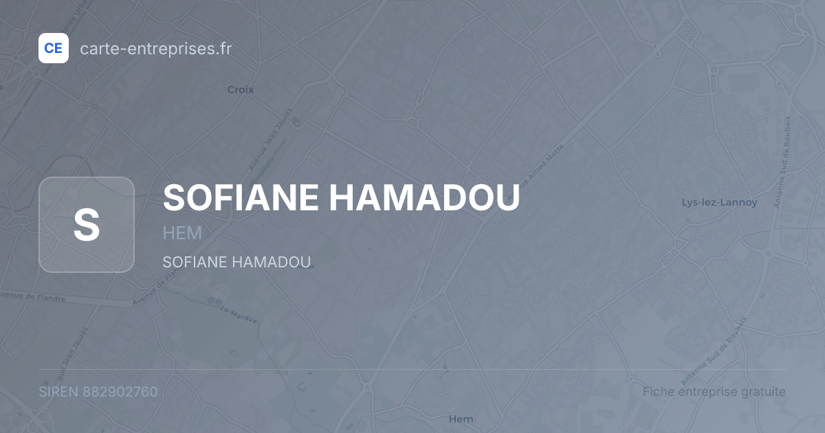 SOFIANE HAMADOU — 882902760 — fiche entreprise