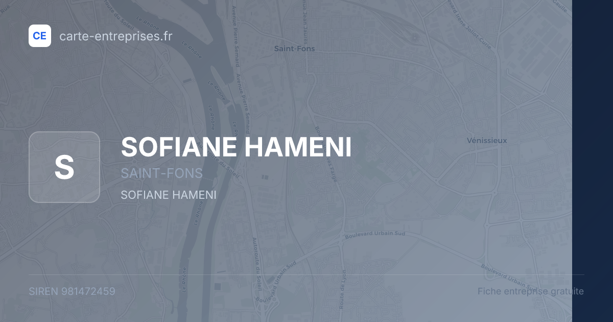 SOFIANE HAMENI — 981472459 — fiche entreprise