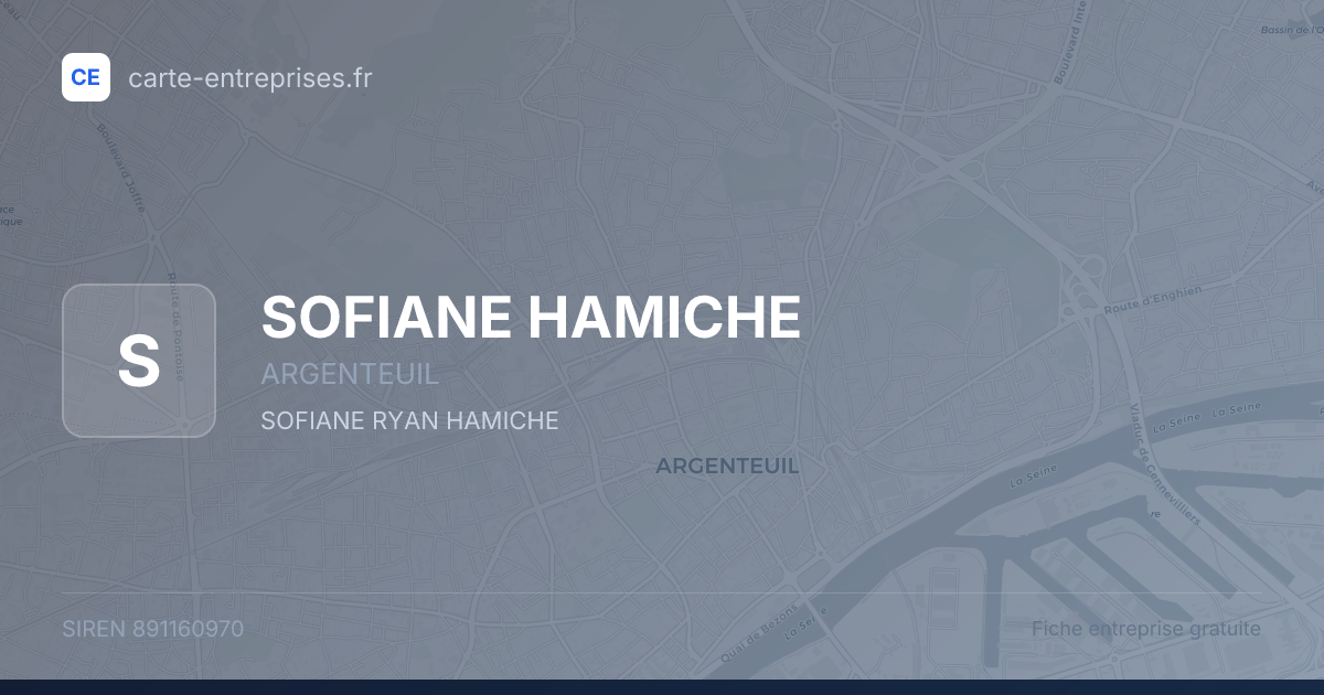 SOFIANE HAMICHE — 891160970 — fiche entreprise