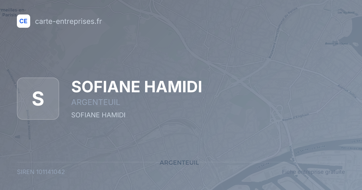 SOFIANE HAMIDI — 101141042 — fiche entreprise