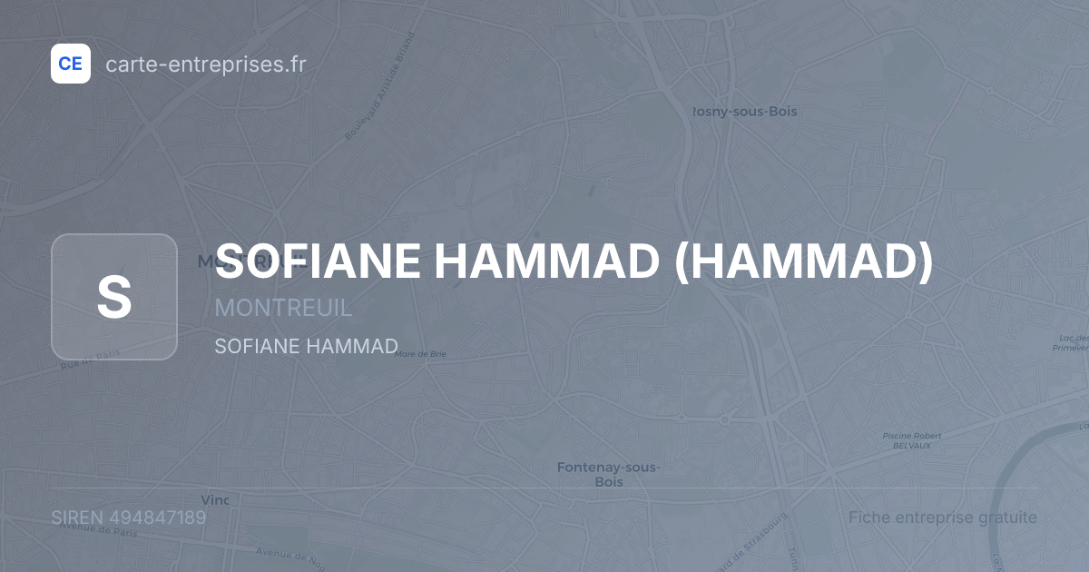 SOFIANE HAMMAD (HAMMAD) — 494847189 — fiche entreprise