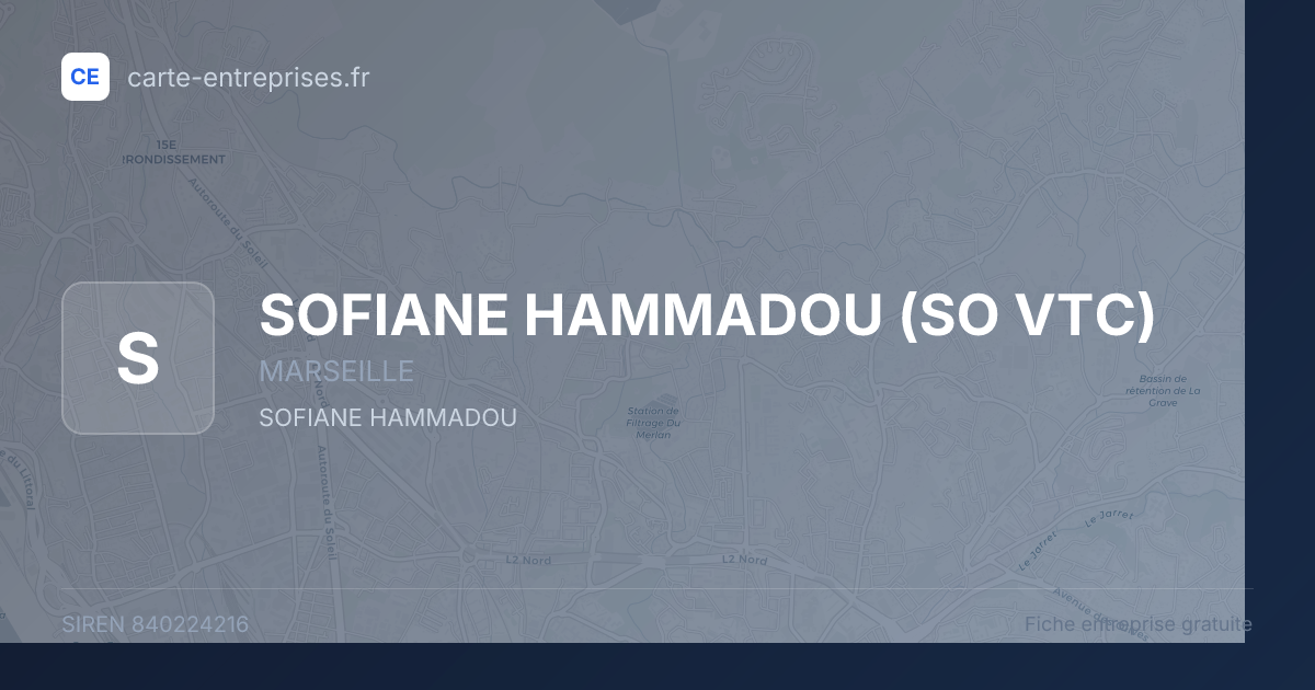 SOFIANE HAMMADOU (SO VTC) — 840224216 — fiche entreprise