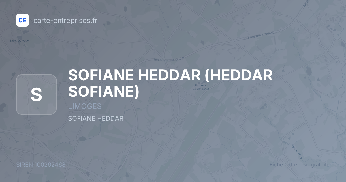 SOFIANE HEDDAR (HEDDAR SOFIANE) — 100262468 — fiche entreprise