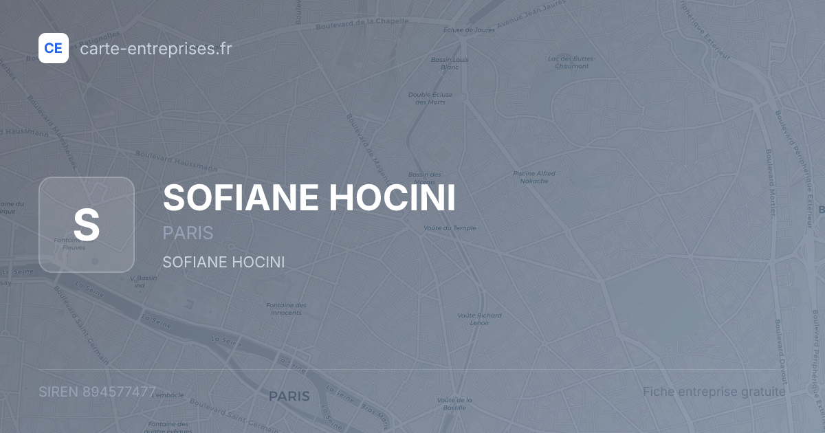 SOFIANE HOCINI — 894577477 — fiche entreprise