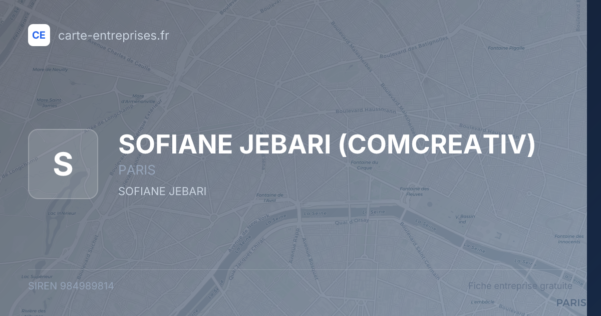 SOFIANE JEBARI (COMCREATIV) — 984989814 — fiche entreprise
