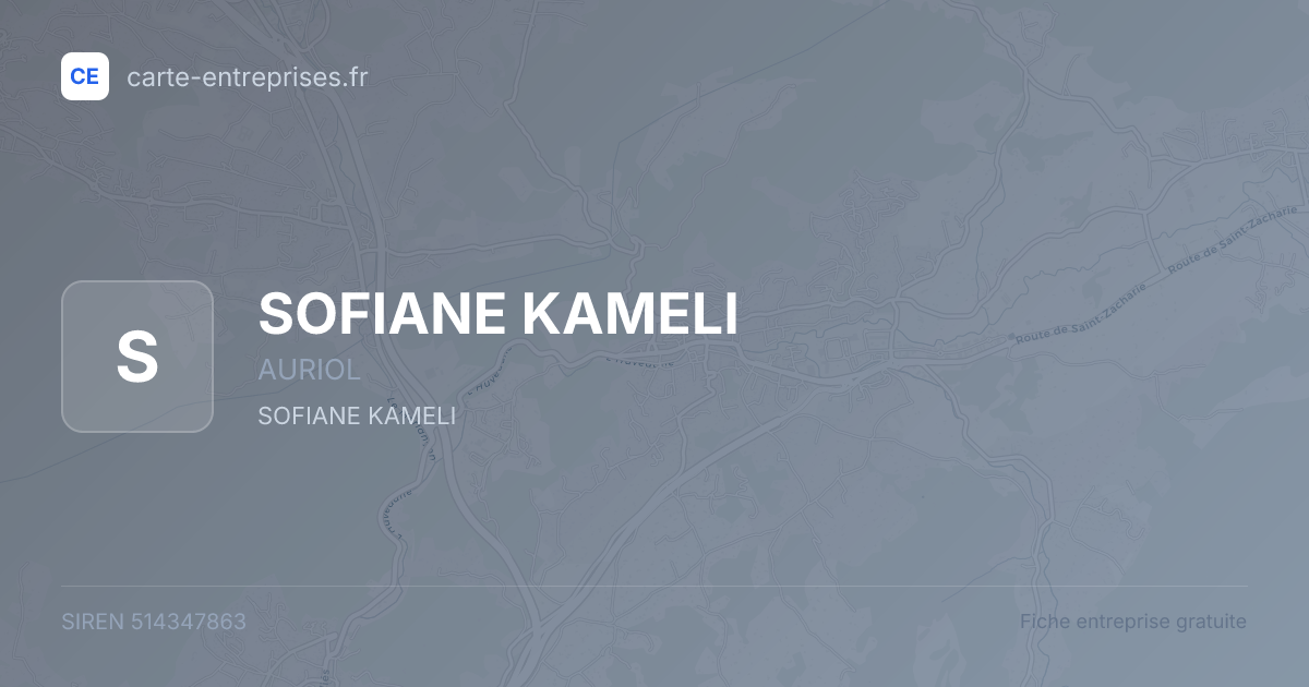 SOFIANE KAMELI — 514347863 — fiche entreprise