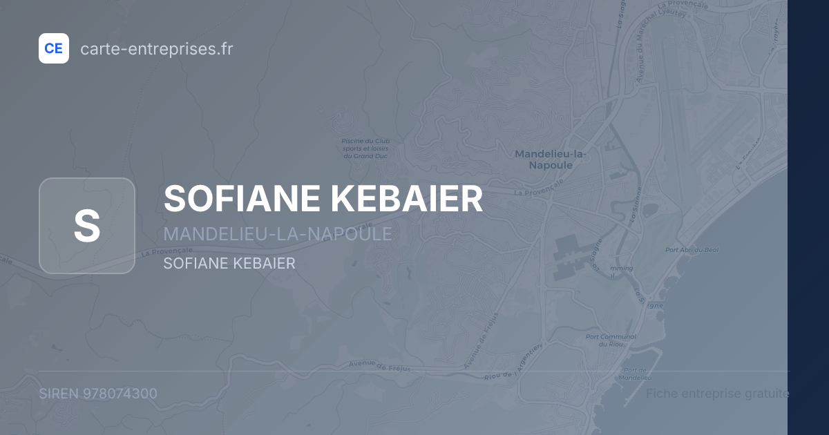 SOFIANE KEBAIER — 978074300 — fiche entreprise