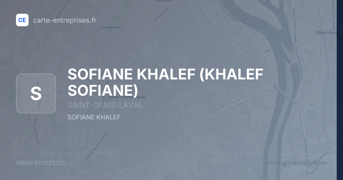 SOFIANE KHALEF (KHALEF SOFIANE) — 920322021 — fiche entreprise