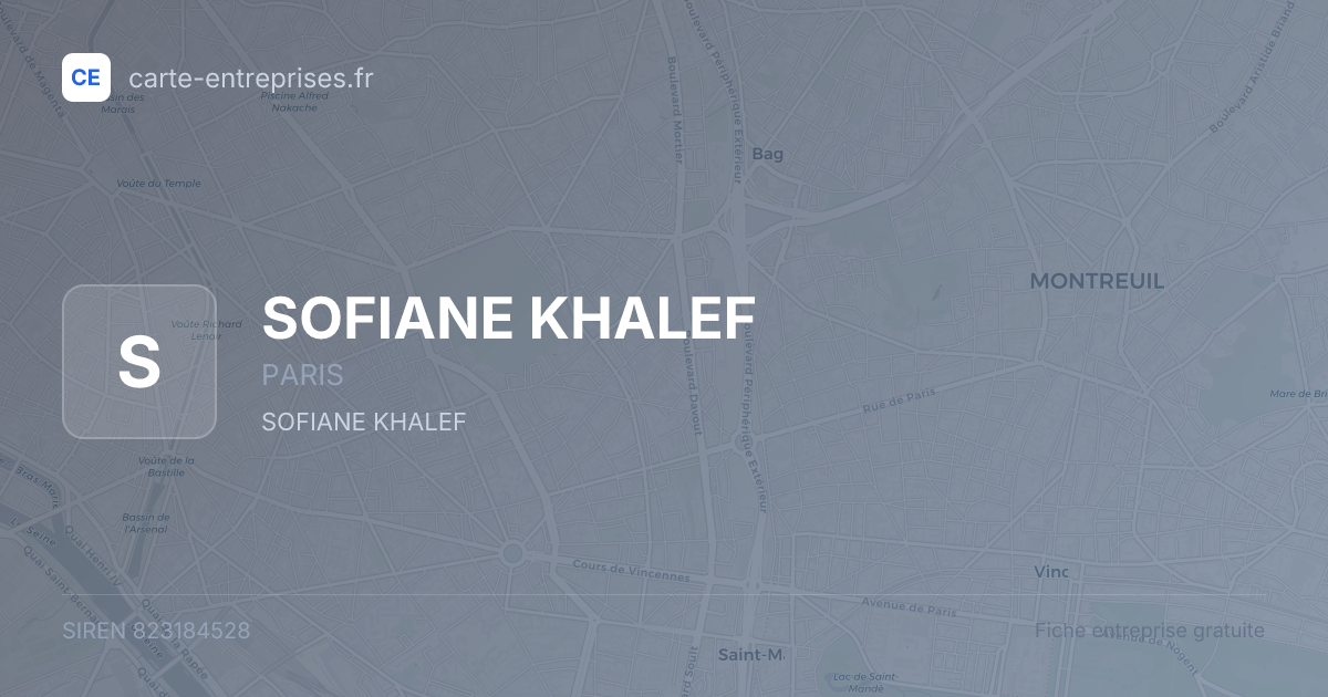 SOFIANE KHALEF — 823184528 — fiche entreprise