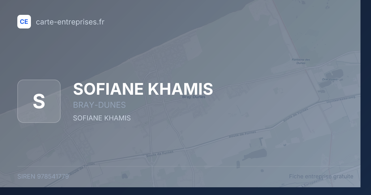 SOFIANE KHAMIS — 978541779 — fiche entreprise