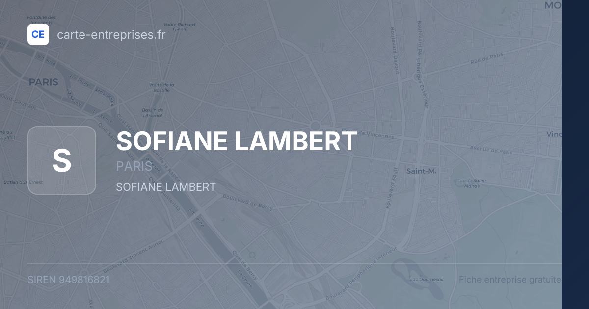 SOFIANE LAMBERT — 949816821 — fiche entreprise