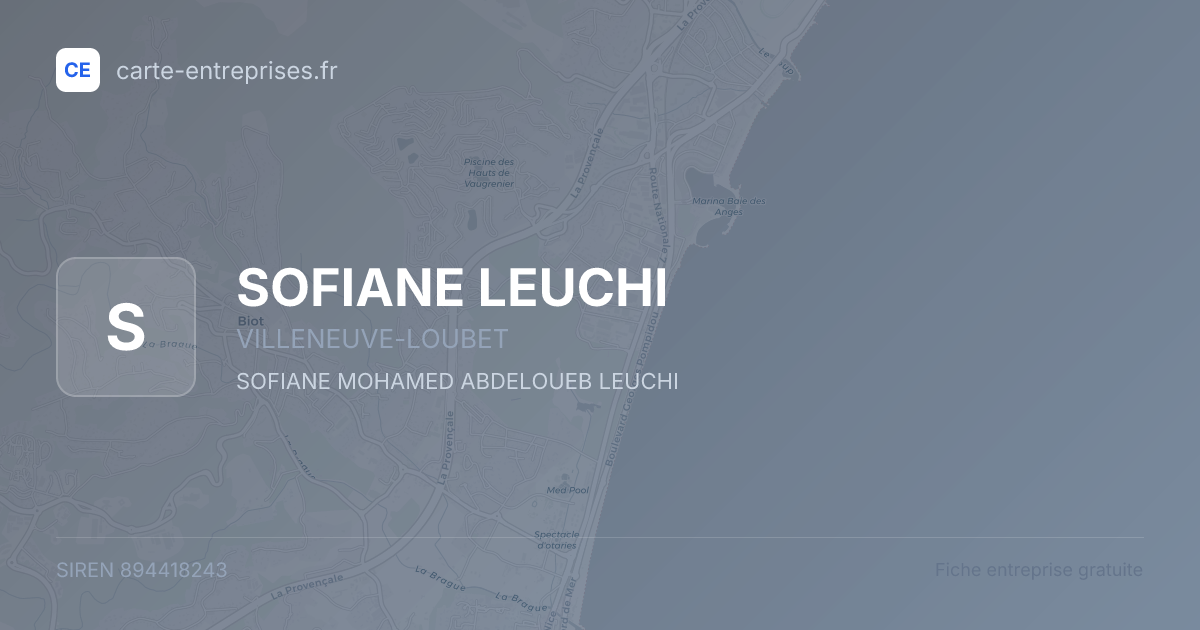 SOFIANE LEUCHI — 894418243 — fiche entreprise