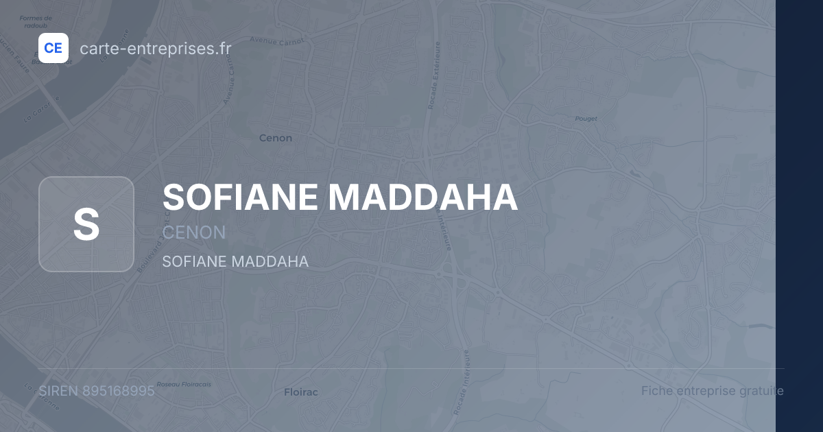 SOFIANE MADDAHA — 895168995 — fiche entreprise