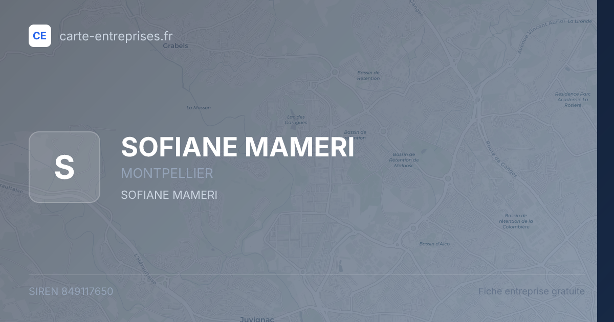 SOFIANE MAMERI — 849117650 — fiche entreprise