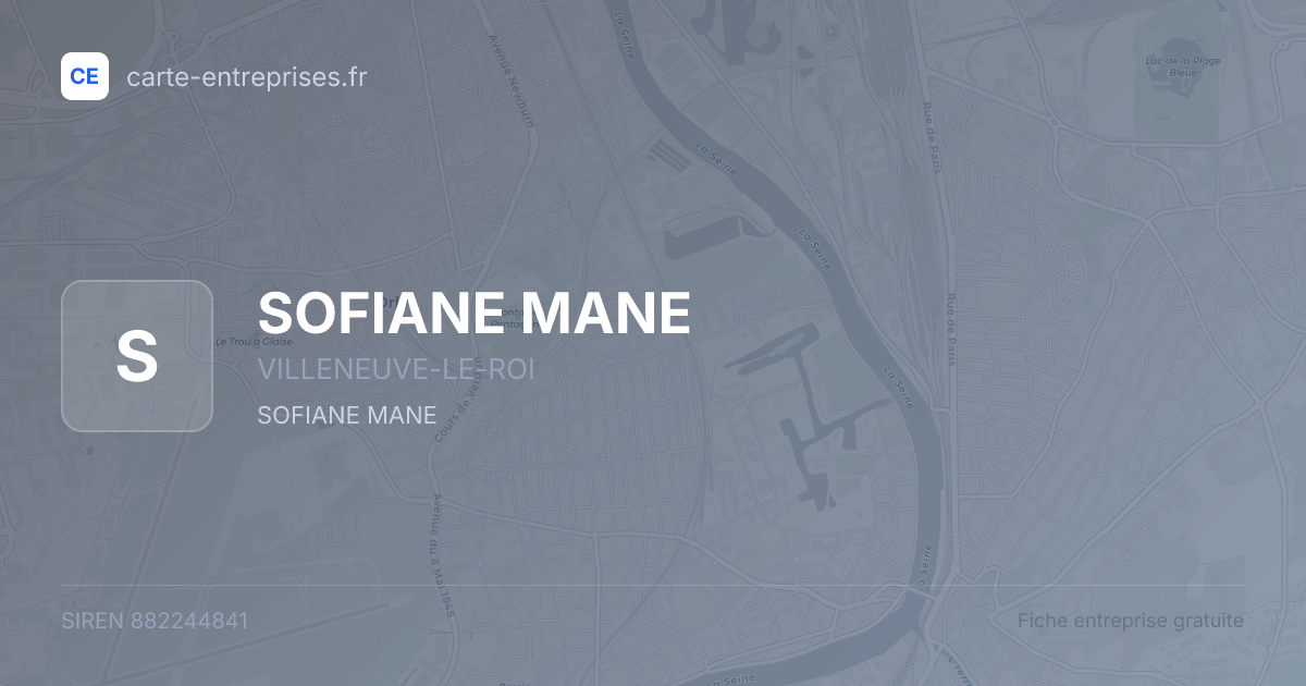 SOFIANE MANE — 882244841 — fiche entreprise