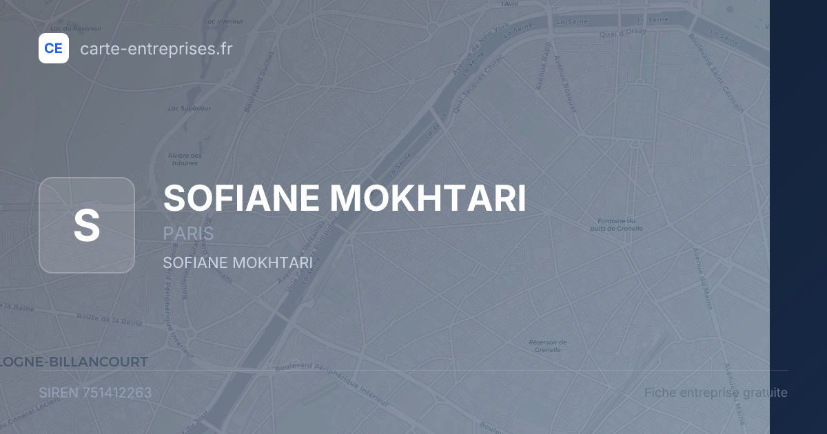 SOFIANE MOKHTARI — 751412263 — fiche entreprise