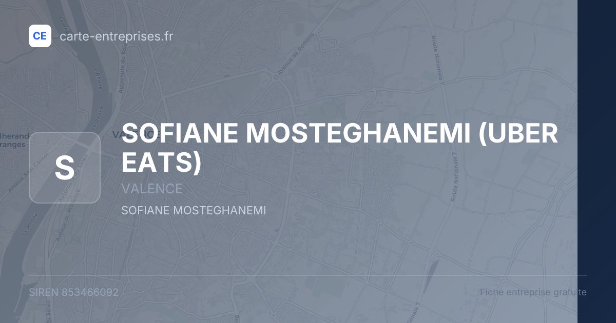 SOFIANE MOSTEGHANEMI (UBER EATS) — 853466092 — fiche entreprise