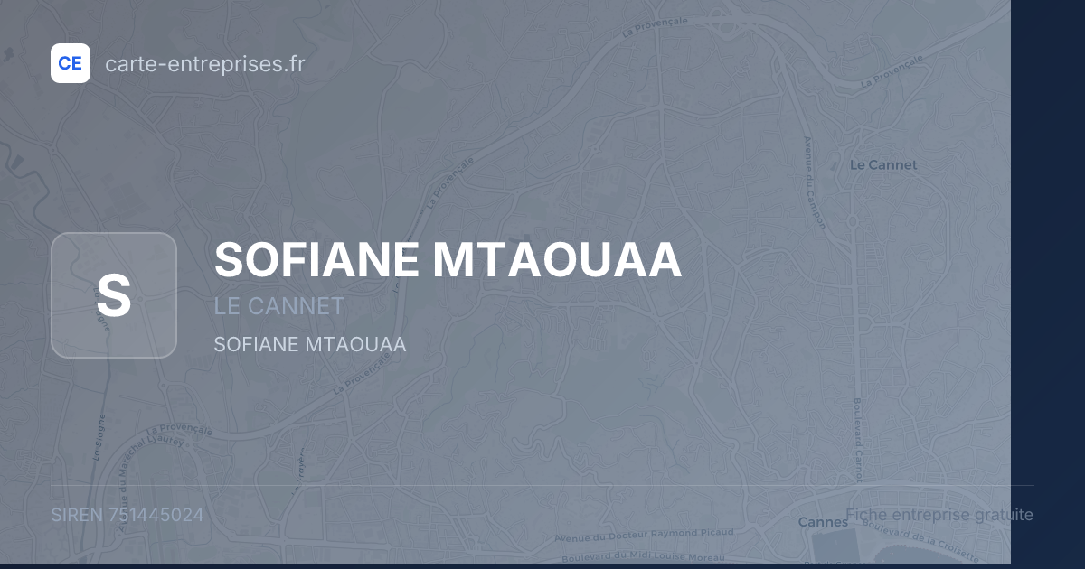 SOFIANE MTAOUAA — 751445024 — fiche entreprise