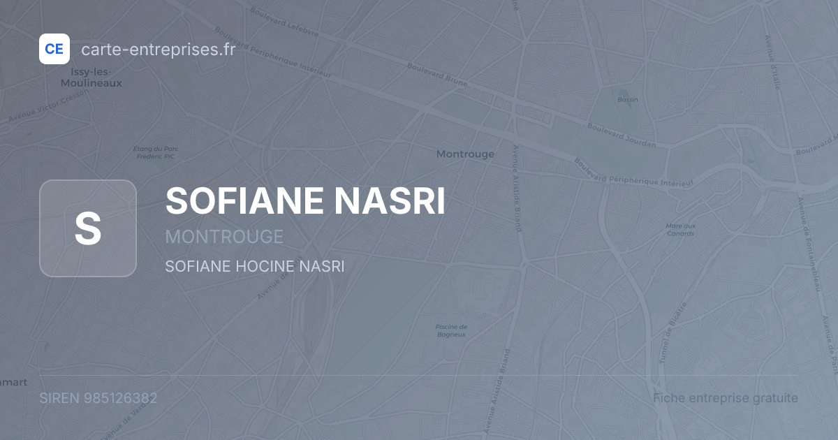 SOFIANE NASRI — 985126382 — fiche entreprise