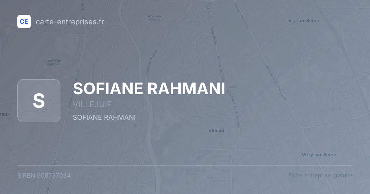 SOFIANE RAHMANI — 908737034 — fiche entreprise